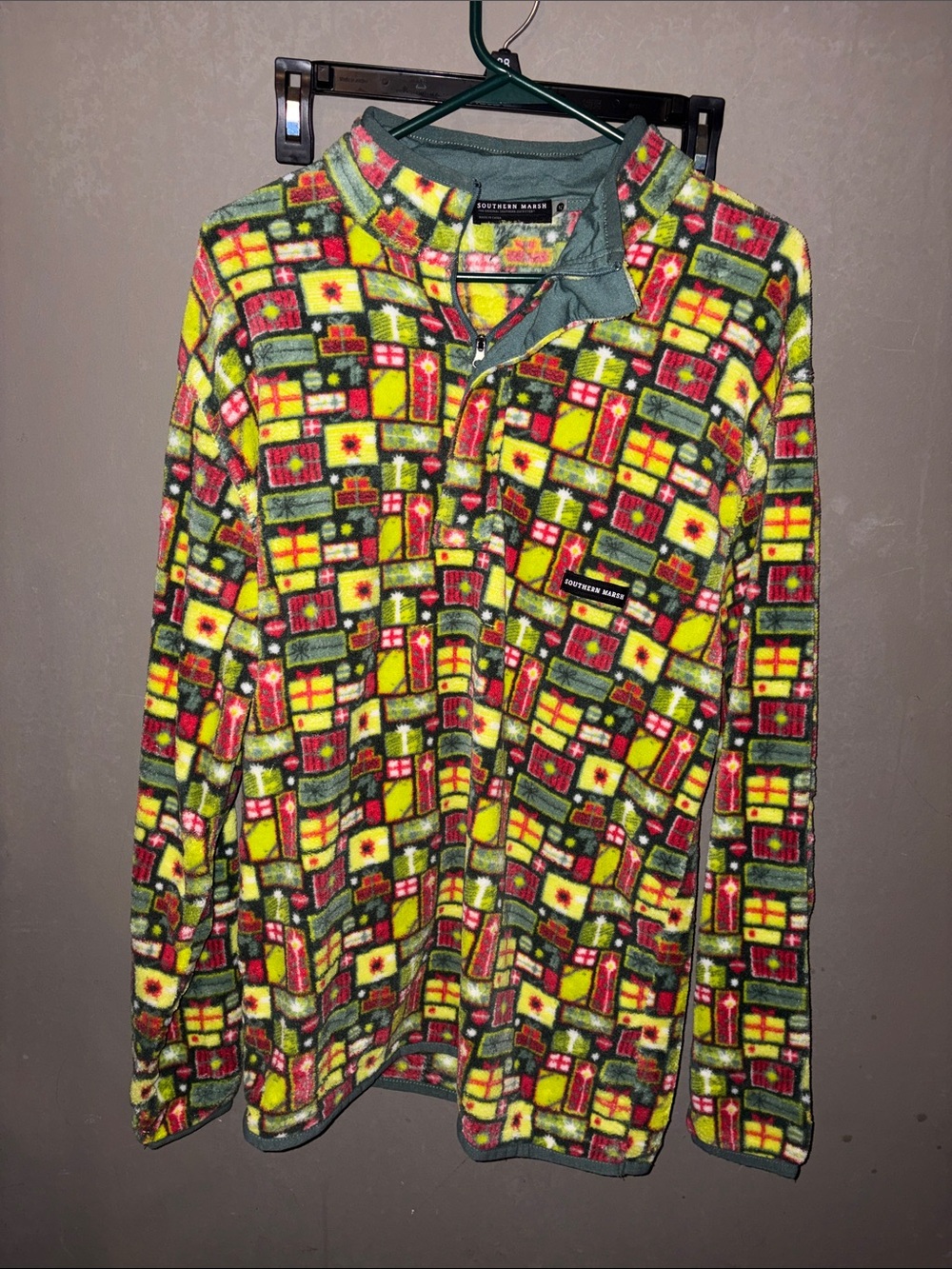 Southern Marsh Yellow, Green & Red Geo Fleece Pullover